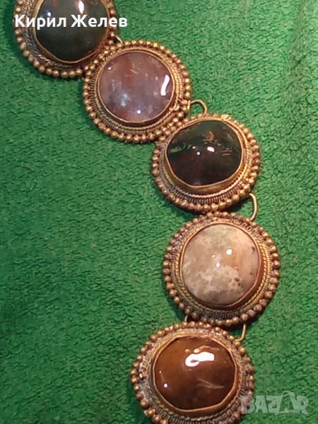 СТАРИННА ОСМАНСКА СКЪПОЦЕННА САЧАНЕНА ГРИВНА ИКРУСТИРАНА с НЕФРИТ и МАЛАХИТ РЪЧНА МАЙСТОРСКА 27271, снимка 1