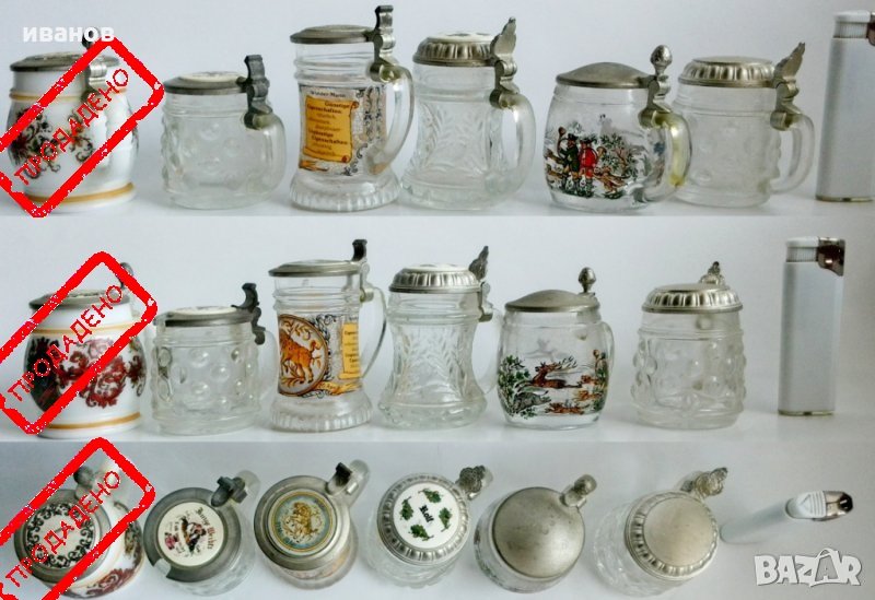 12 бр немски миниатюрни халби и чаши от 70-те години, снимка 1