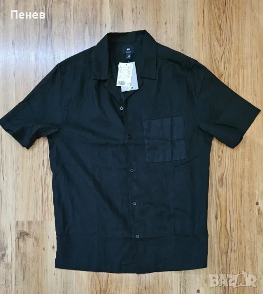 Мъжка риза с къс ръкав H&M черна, снимка 1