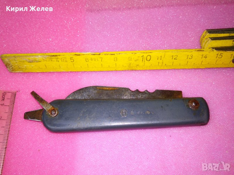 Стар РУСКИ ДЖОБЕН НОЖ - СН Комбинирано с ОТВЕРТКА Много РЯДКО НОЖЧЕ СССР За КОЛЕКЦИЯ 38421, снимка 1
