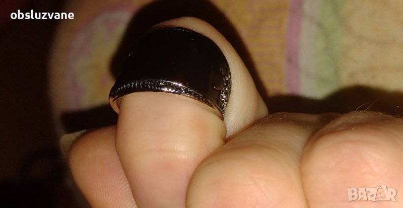 Широк пръстен в черен емайл изгодно, снимка 1
