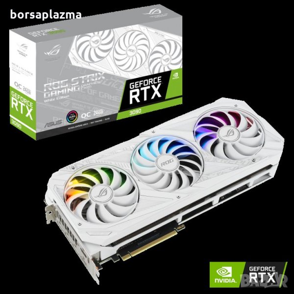 ASUS GeForce RTX 3090 ROG Strix O24G White, 24576 MB GDDR6X, снимка 1
