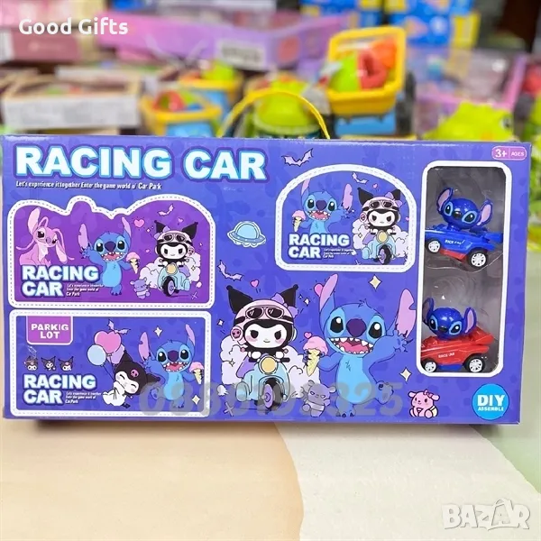 Голям комплект Писта Лило и Стич с 2 колички Lilo Stitch Parking Lot, снимка 1