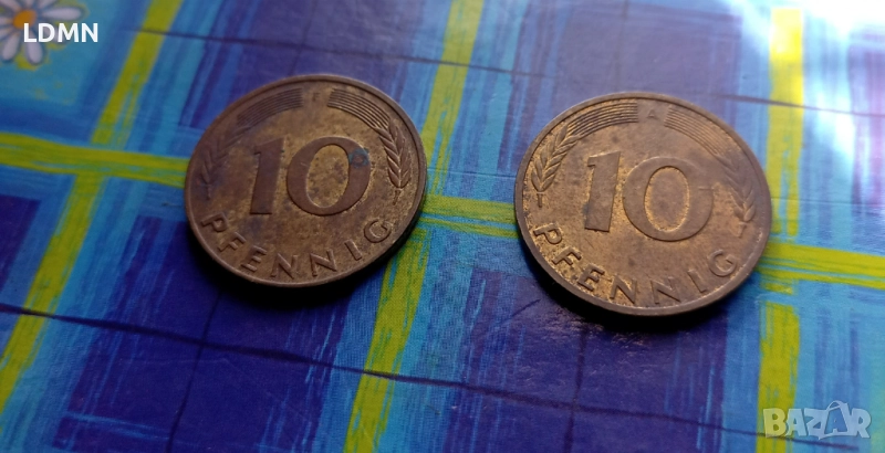 2 Монети по 10 Pfennig 1991 F & A Федерална Република Германия, снимка 1