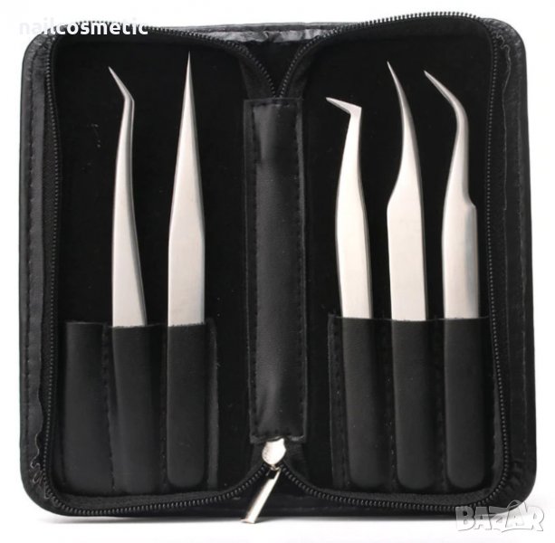КОМПЛЕКТ ПИНСЕТИ ЗА МИГЛОПЛАСТИКА В КАЛЪФ, снимка 1