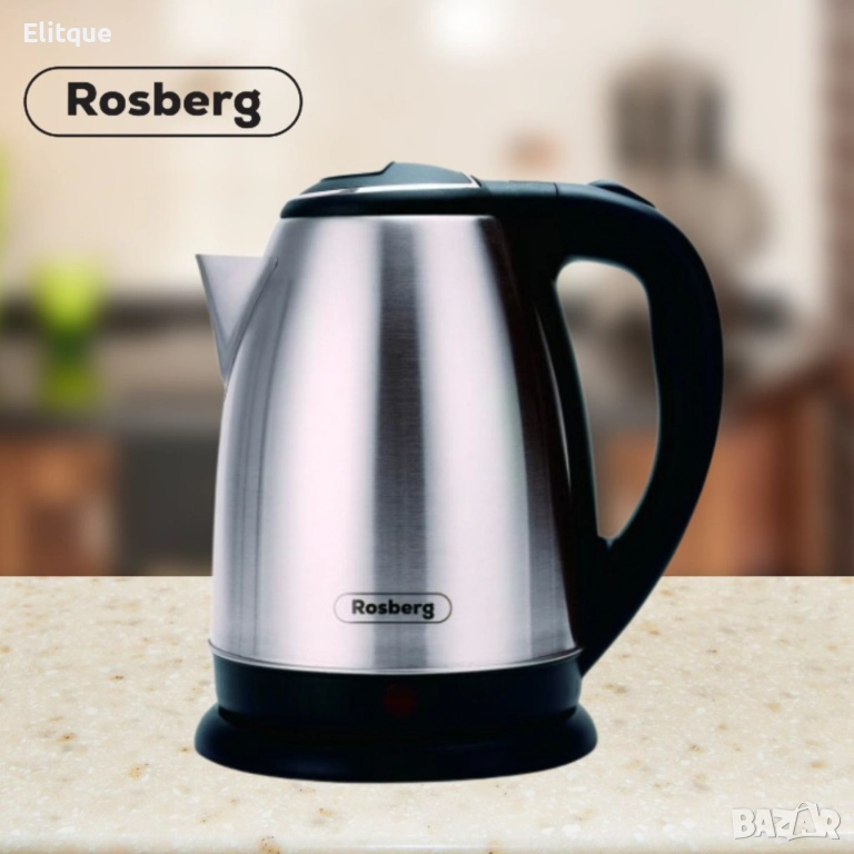 Електрическа кана Rosberg, 1800W, 1.8л., Корпус неръжд. стомана, Черен/ Сив Металик/ Червен металик,, снимка 1