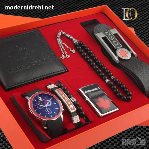 Комплект Dsquared колан,часовник,портфейл,броеница,запалка,гривна, снимка 1