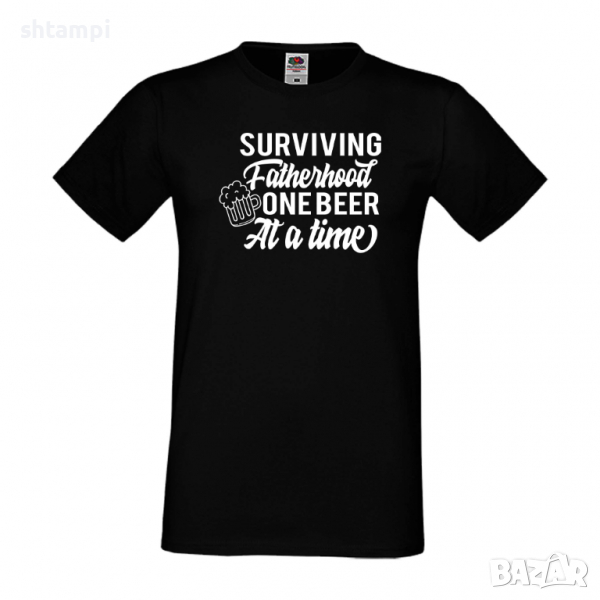 Мъжка тениска Surviving Fatherhood One Beer At A Time Дядо,Празник,Татко,Изненада,Повод,Рожден ден, , снимка 1