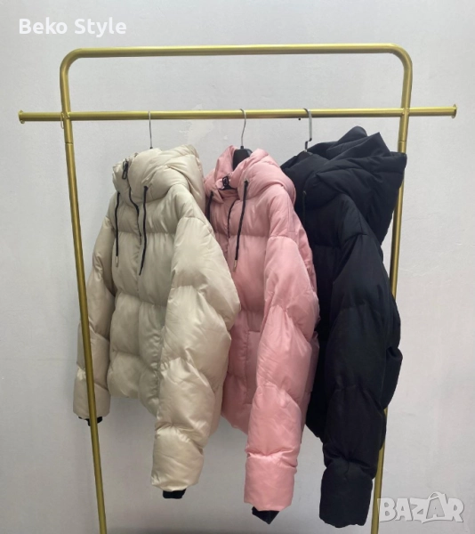 Дамско късо яке налично в черно бежаво и розоро, снимка 1