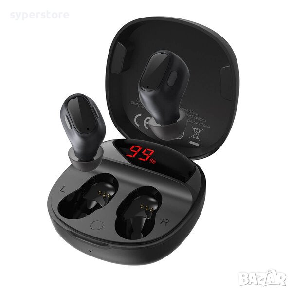 Слушалки безжични Bluetooth Baseus Encok WM01 Plus NGWM01P-01 Тип Тапи за уши Черни Earbuds, снимка 1