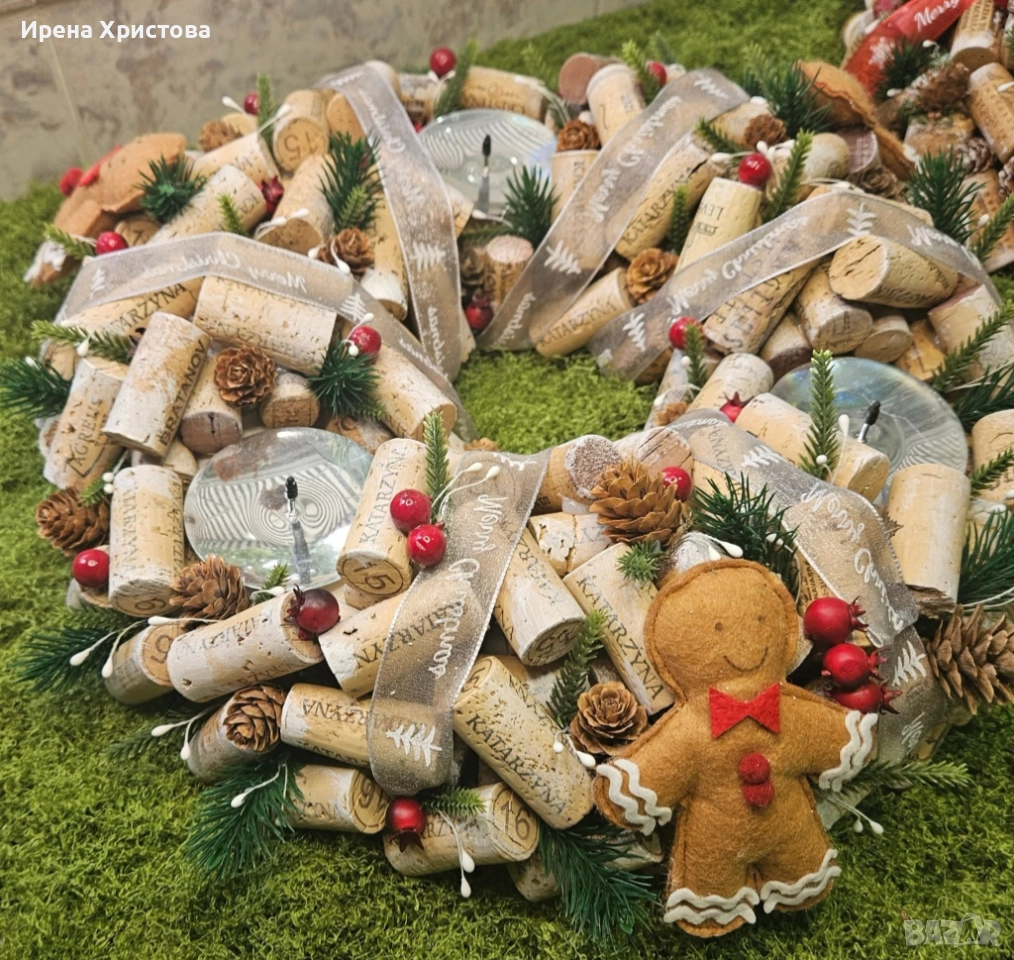 Коледен свещник от коркови тапи. Наличен! , снимка 1