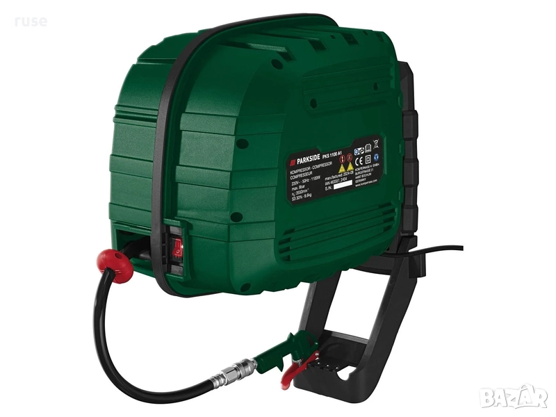 НОВИ! Компресор Parkside 1100 W с автоматична макара с маркуч 10м 8bar, снимка 1