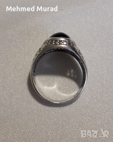 Сребърен пръстен с оникс, снимка 5 - Пръстени - 36457283