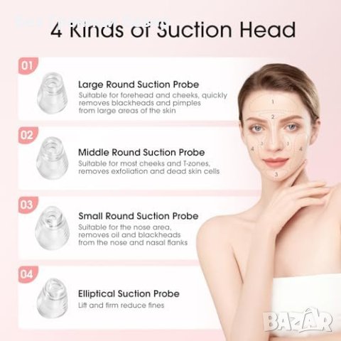 Нов Мощен Вакуумен Уред Почистващ Черни Точки лице кожа 4 Глави, снимка 2 - Други - 43568687
