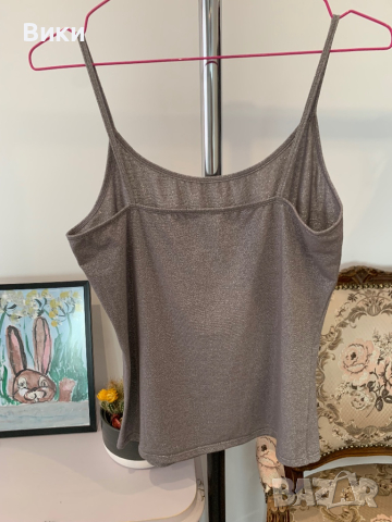 Сив потник със сребристи нишки в размер М/L, снимка 7 - Потници - 44927140