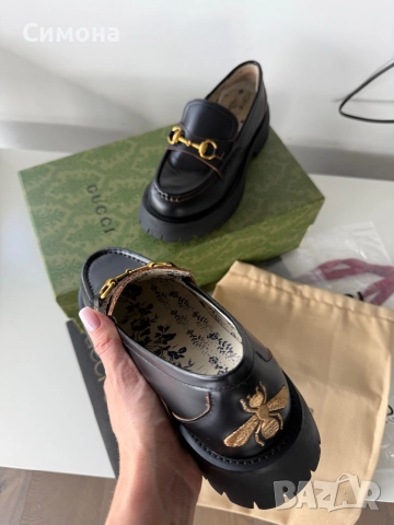 Gucci лоуфъри естествена кожа обувки черни, снимка 5 - Дамски ежедневни обувки - 51541631