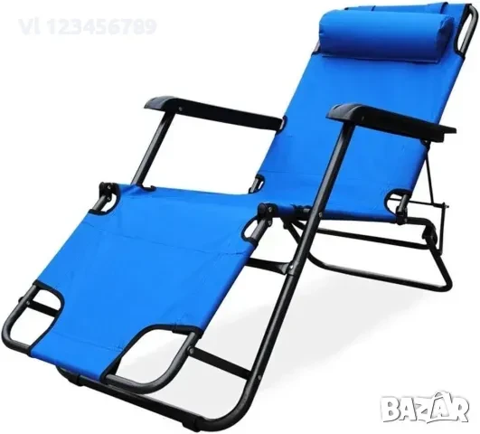 Сгъваем шезлонг, Син / СИВ/ 153x60x80 см