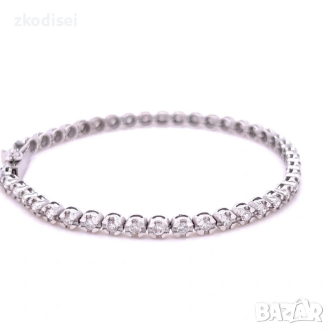 Златна дамска гривна с диаманти 45бр. 8,34гр. 16,0см. 14кр. проба:585 модел:36590-2, снимка 2 - Гривни - 53188505