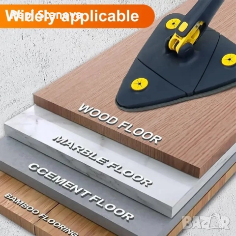 Разтегателен триъгълен MOP за почистване  360° с 3 парцала , снимка 4 - Други стоки за дома - 52006438