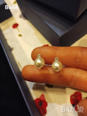 Swarovski перлени обеци , снимка 3 - Обеци - 52552525