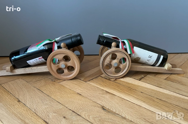 Дървени декорации Черешово топче с малка бутилка вино, снимка 2 - Декорация за дома - 51966408