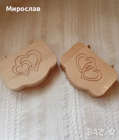 Сватбена кутийка за халки от бук., снимка 5 - Сватбени аксесоари - 49998386