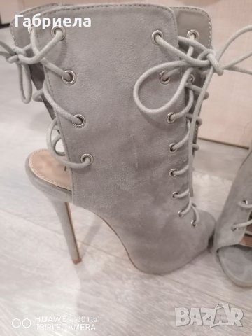 Сандали, летни боти сив велур, снимка 4 - Сандали - 32731168