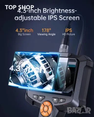 Ендоскопска камера двойна леща 4.3'' IPS екран 1080P HD  Ендоскоп бароскоп за инспекция, снимка 3 - Друга електроника - 49049715