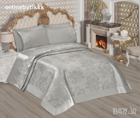 Луксозни покривки за спалня в комплект с долен чаршаф ранфорс , 2 калъфки ранфорс и 2 калъфки сатен, снимка 4 - Покривки за легло - 42997337
