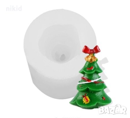 3D Малка елха с камбанки силиконов молд форма калъп фондан гипс шоколад свещ сапун свещи