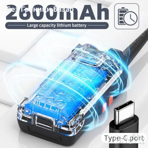 Нови 2 броя Уоки Токи, 999 Канала, 2600mAh, Двоен Обхват Двулентова Радиостанция, снимка 3 - Друга електроника - 50186722
