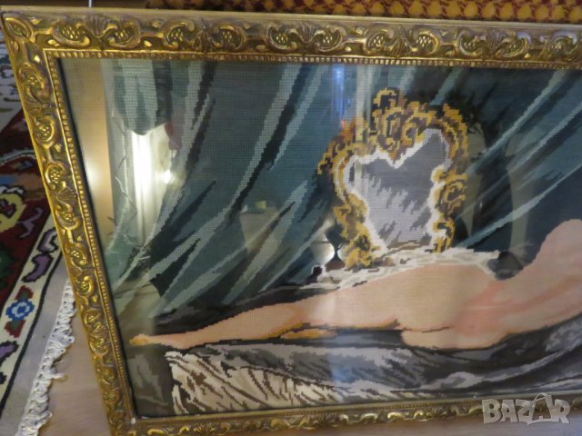 картина, еротика гоблен картина  с красива рамка - Дамата пред огледалото -  18+ , снимка 3 - Декорация за дома - 28206350