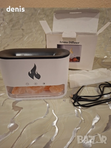 Дифузер/овлажнител с хималайска сол 250 мл, OPTIM SOLUTION, 3D ефект на пламъка, фина дифузия, пречи