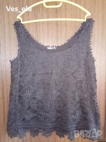 черен къс дантелен потник, снимка 1