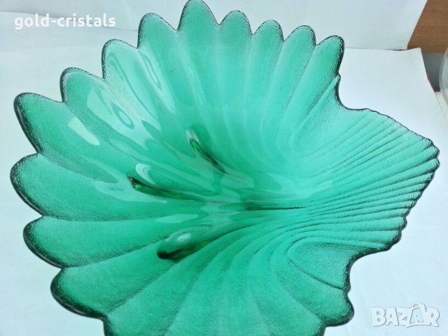 Стъклена  купа фруктиера цветно зелено стъкло , снимка 9 - Антикварни и старинни предмети - 27459199