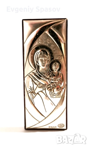 Италианска Сребърна Икона Дева Мария с детето Исус стояща или за закачване на стена., снимка 3 - Икони - 51950520