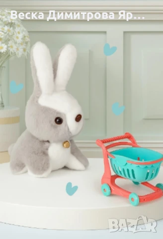 Сладурско плюшено зайче с пазарска количка, снимка 7 - Плюшени играчки - 50842052