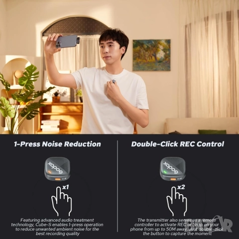 Godox Cube-SC Kit2 2.4GHz безжична микрофонна система, черен , снимка 8 - Чанти, стативи, аксесоари - 52226019