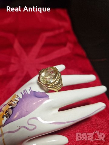 Стилен сребърен пръстен с позлата и цитрин- 7.42 грама- 925 проба, снимка 2 - Антикварни и старинни предмети - 40811827