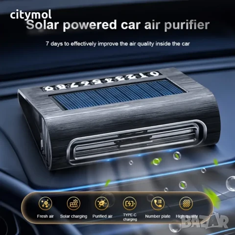 Соларен Пречиствател за Автомобил – Чист въздух и стилен дизайн в едно!