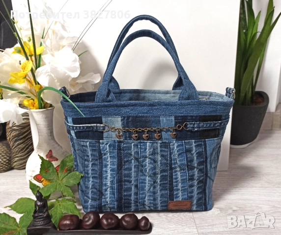 Ръчно изработена дънкова дамска чанта