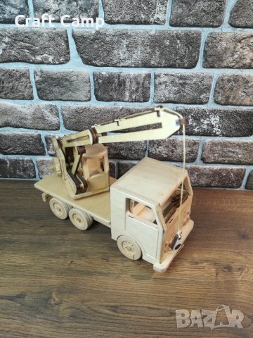 Дървен макет на камион - Кран, Автокран - Craft Camp, снимка 6 - Коли, камиони, мотори, писти - 43281803
