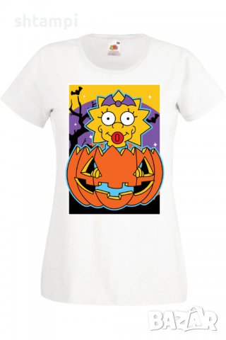 Дамска тениска The Simpsons Maggie Simpson 03,Halloween,Хелоуин,Празник,Забавление,Изненада,Обичаи,, снимка 2 - Тениски - 38154383