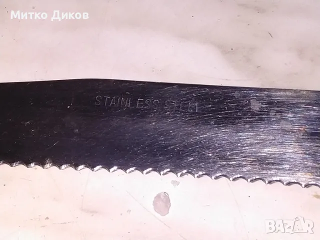 Нож за хляб станлес стийл 320х 190мм острие за хляб като нов, снимка 3 - Прибори за хранене, готвене и сервиране - 49227810