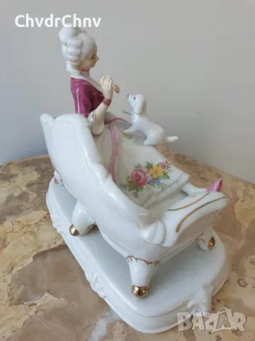 2бр Leonardo Uniart статуетки 20-26см/ЛЕОНАРДО японска порцеланова фигура/дама с кученце/рибарка, снимка 4 - Статуетки - 46924889