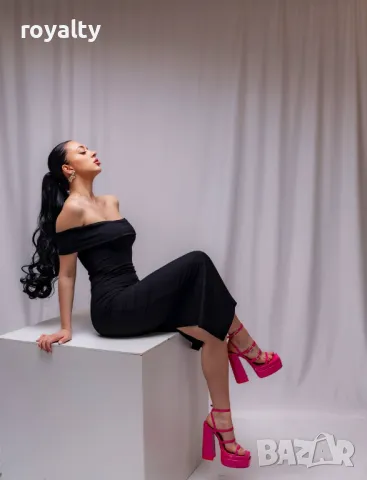 Елегантна черна дамска рокля , снимка 2 - Рокли - 50049223