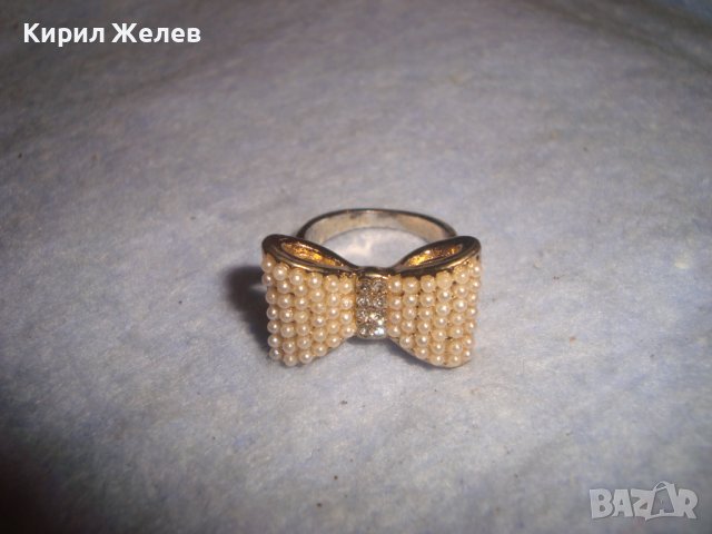 КРАСИВ ПОЗЛАТЕН КРИСТАЛЕН ФЕШЪН АРТ ПРЪСТЕН - ПАПИЙОНКА ПАНДЕЛКА 18804, снимка 4 - Пръстени - 37442798