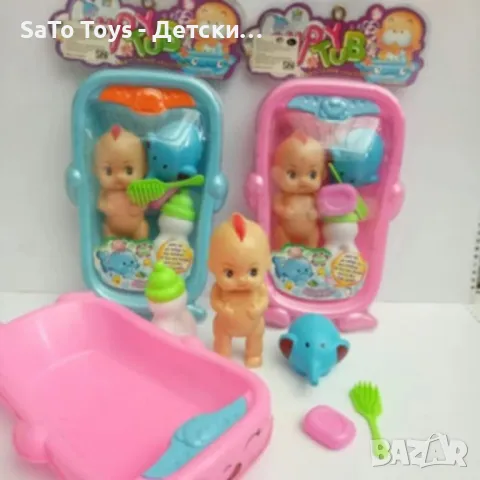Комплект за деца - Кукла с бебешка вана и аксесоари за баня, снимка 2 - Кукли - 49908982