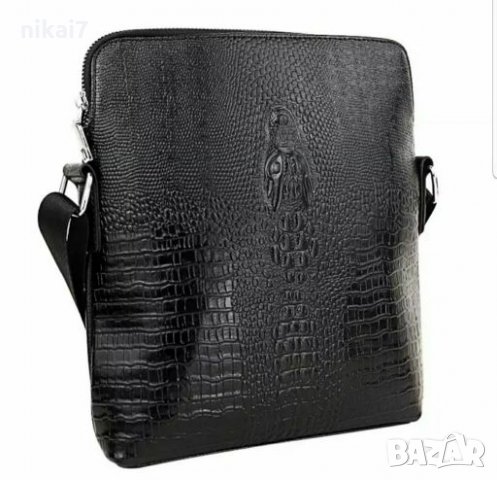 мъжка чанта бизнес от естествена кожа + заден джоб с цип 26/24/5, снимка 4 - Чанти - 28035892