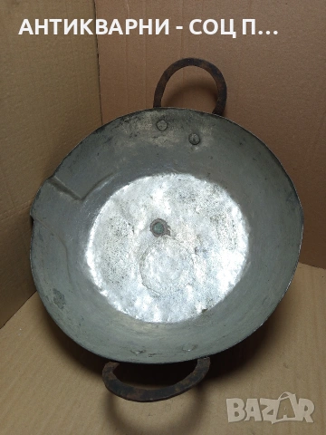 Соц Стара Ръчно Кована Медна Тава За Лютеница 25лт. Номер 199., снимка 3 - Антикварни и старинни предмети - 53036963